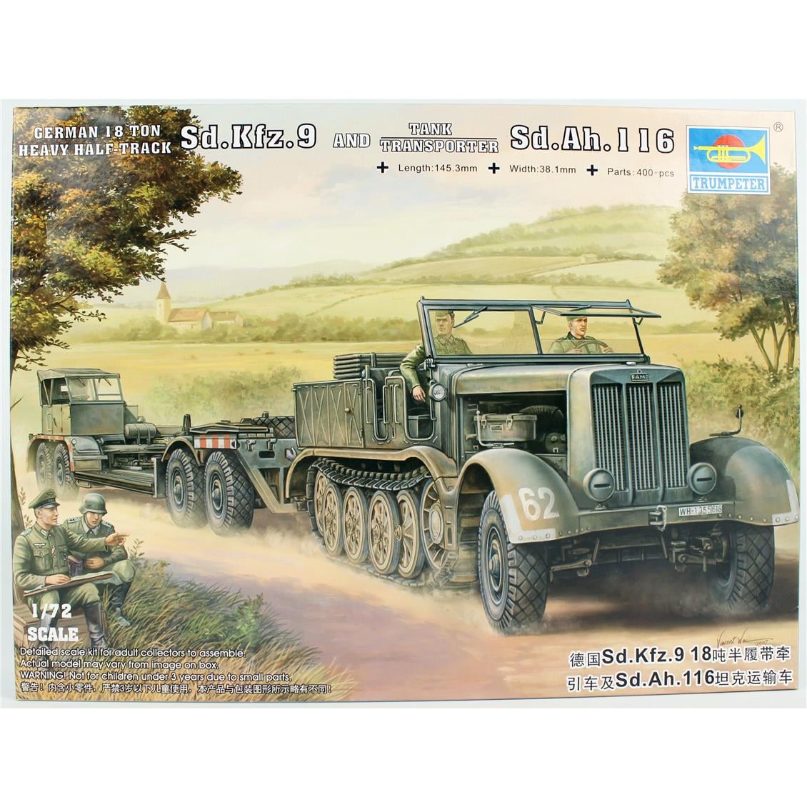 Trumpeter 07275 1/72 Ölçek Sd.Kfz.9 (18t) Yarı Paletli Araç ve Sd.Ah.116 Dorse, Plastik Model Kiti