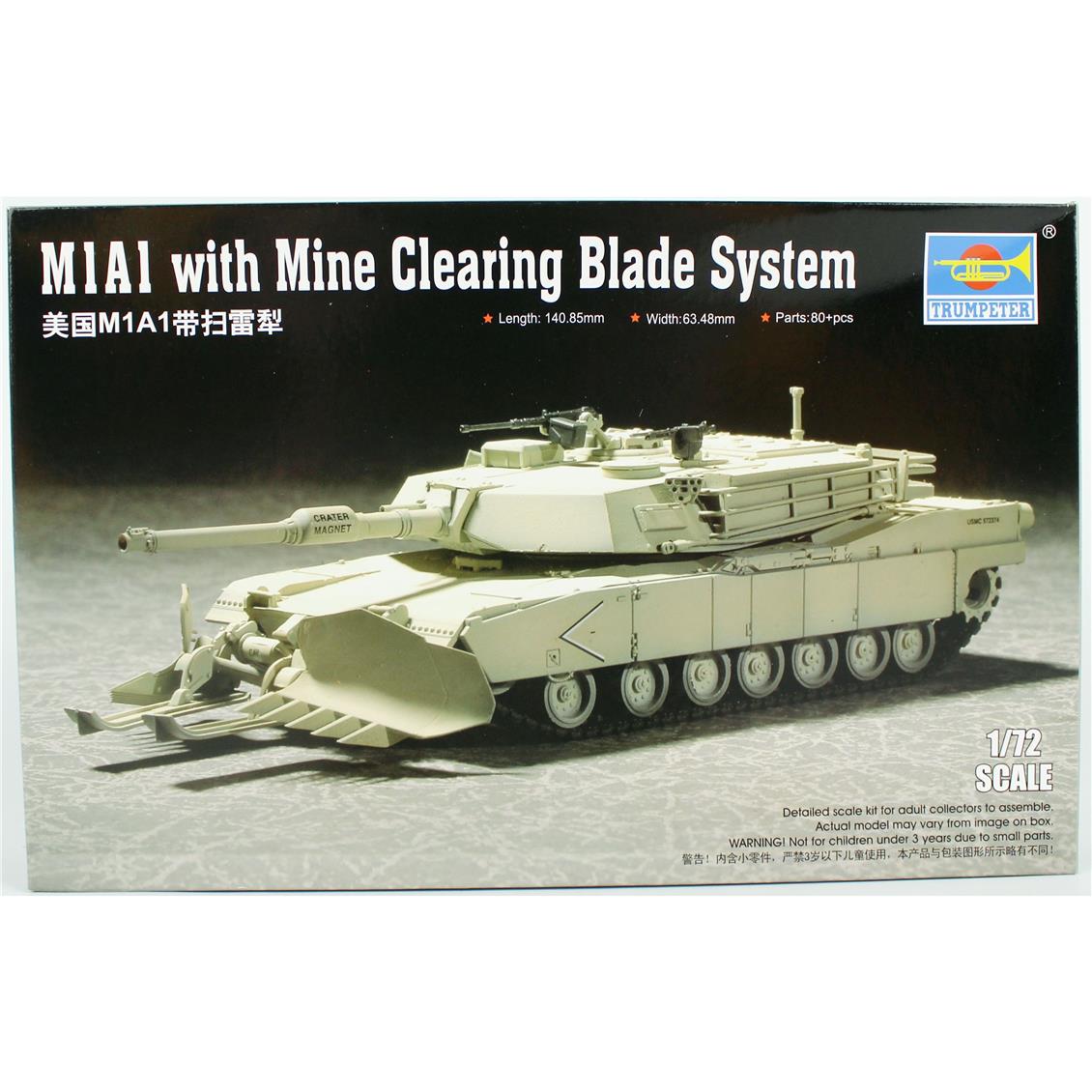 Trumpeter 07277 1/72 Ölçek M1A1 Mayın Temizleme Aparatlı Tank, Plastik Model Kiti