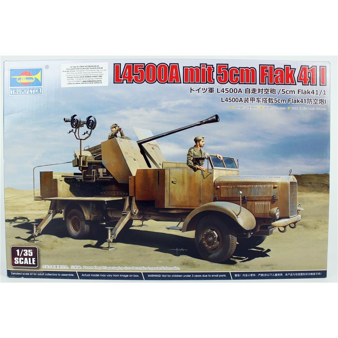 Trumpeter 09595 1/35 Ölçek L4500A ve 5cm Flak 41-II Askeri Aracı,Plastik Model Kiti