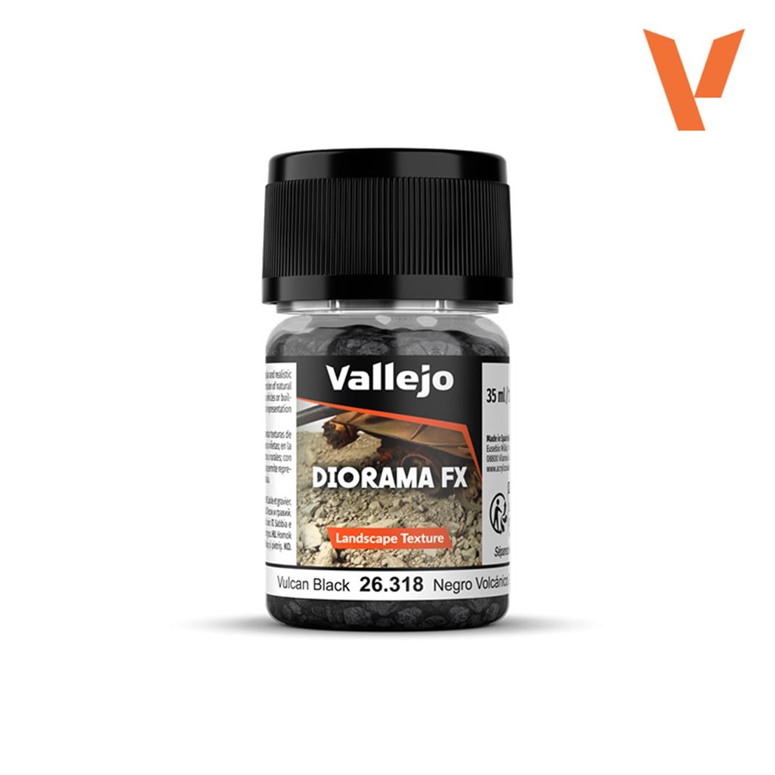 Vallejo 26318 60 gr. Vulcan Black, 2.0 - 5.0 mm. Büyük Taneli Yüzey Dokusu