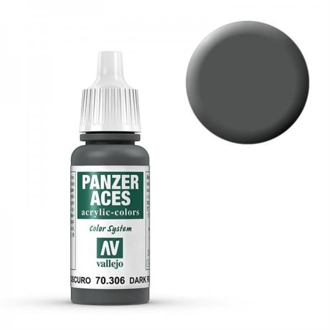 Vallejo 70306 17 ml. Dark Rubber, Panzer Aces Serisi Model Boyası