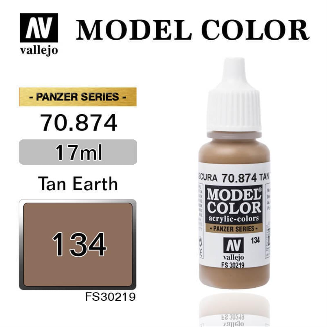 Vallejo 70874 17 ml. (134) Tan Earth-Matt, Model Color Serisi Model Boyası