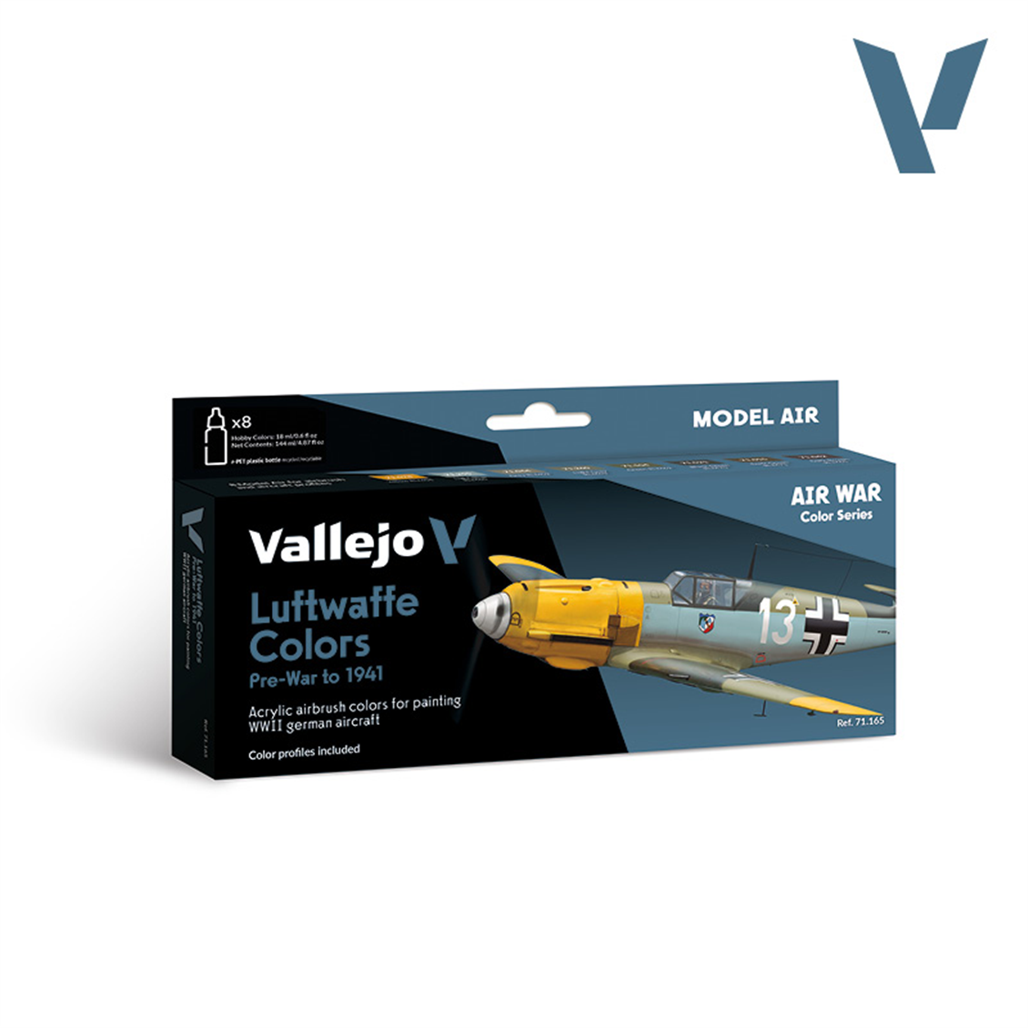 Vallejo 71165 8x18 ml. Luftwaffe colors pre-war to 1941, Model Air Serisi Model Boyası Seti