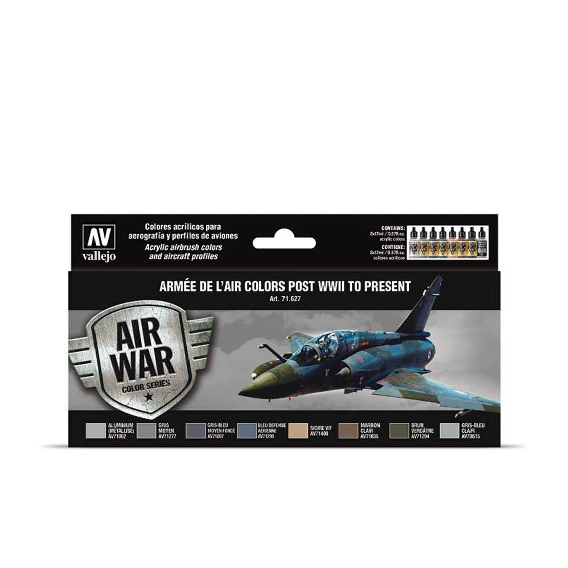 Vallejo 71627 8x18 ml. Armée de l'Air Colors post WWII to present, Model Air Serisi Model Boyası Seti