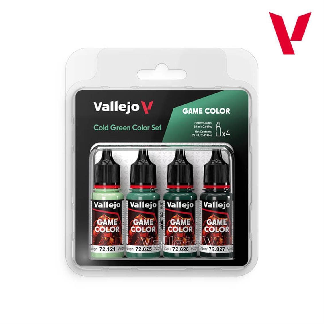 Vallejo 72383 4x18 ml. Cold Green Color, Game Color Serisi Model Boyası Seti