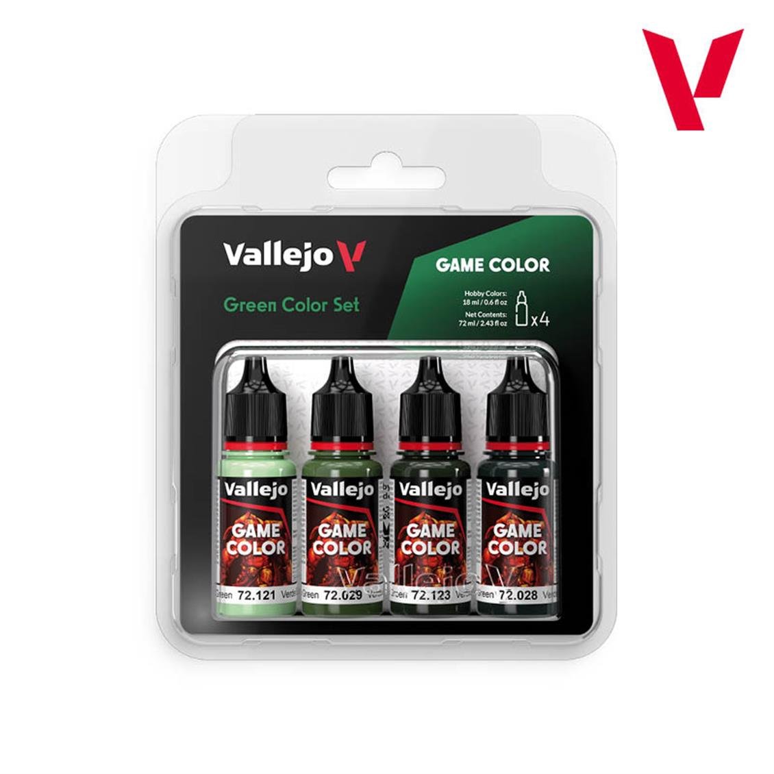Vallejo 72384 4x18 ml. Green Color, Game Color Serisi Model Boyası Seti