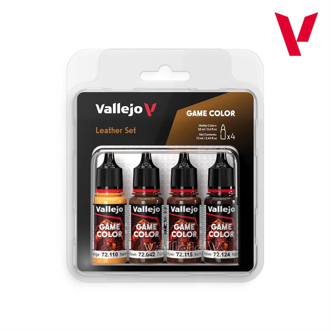 Vallejo 72385 4x18 ml. Leather, Game Color Serisi Model Boyası Seti