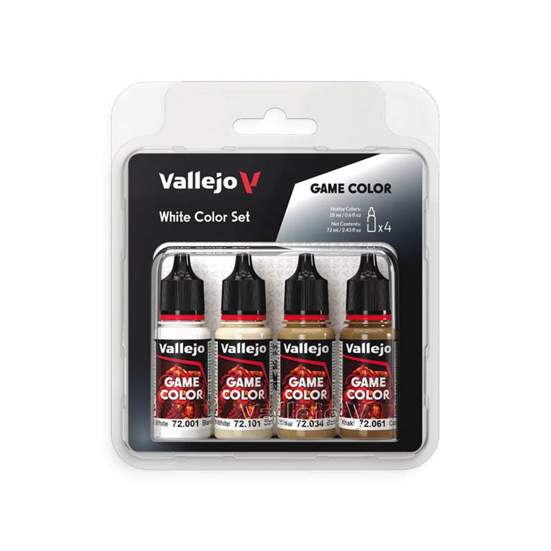 Vallejo 72386 4x18 ml. White Color, Game Color Serisi Model Boyası Seti