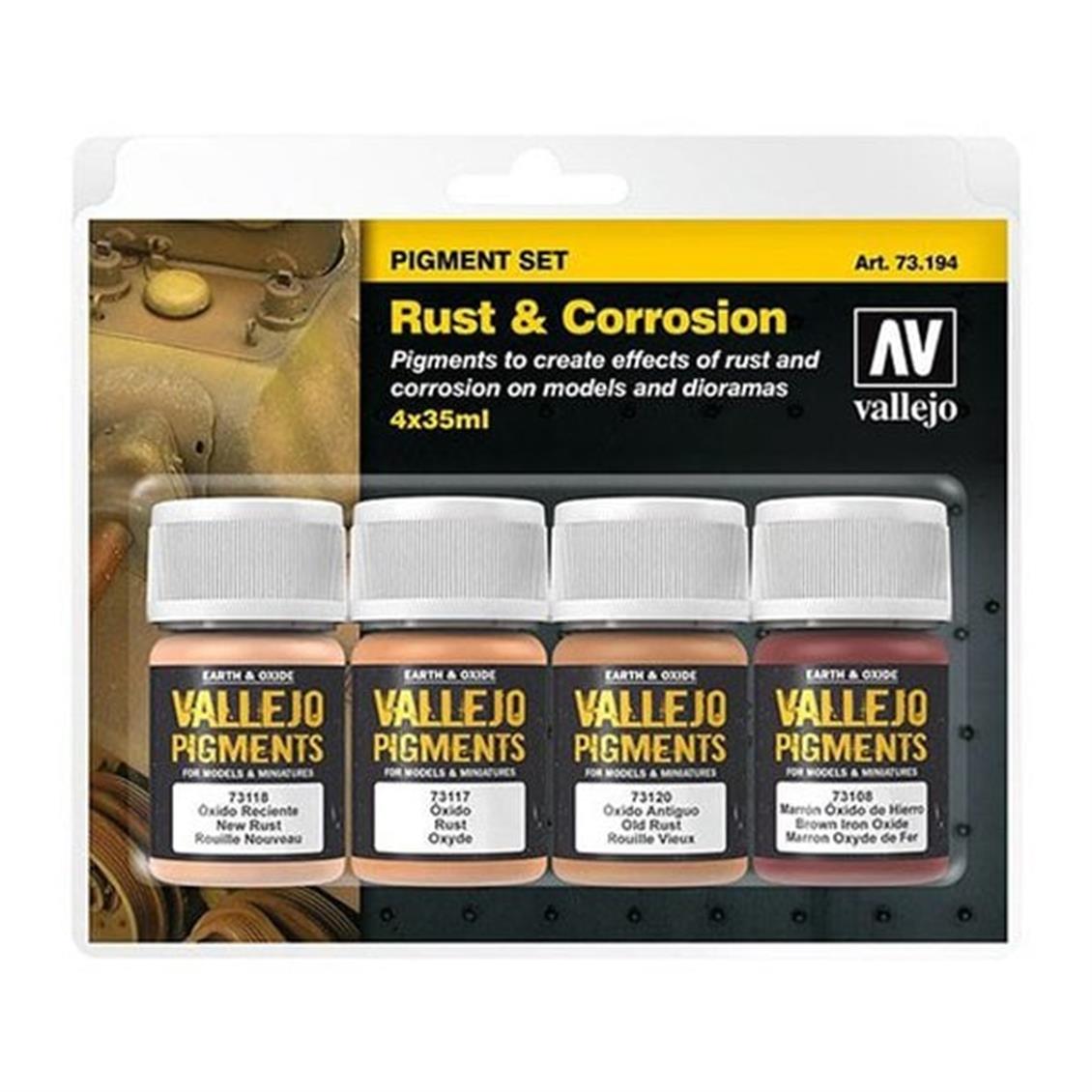 Vallejo 73194 4X35 ml. Rust & Corrosion, Model Boyası Pigment Seti