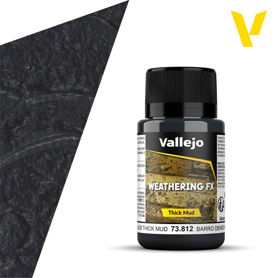 Vallejo 73812 40 ml. Siyah, Kalın Çamur Efekti Boyası