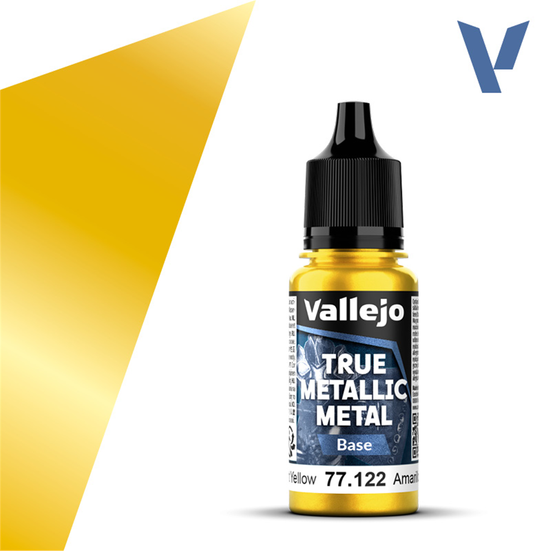Vallejo 77122 18 ml. Radiant Yellow, Base, True Metallic Metal (TMM) Serisi Model Boyası