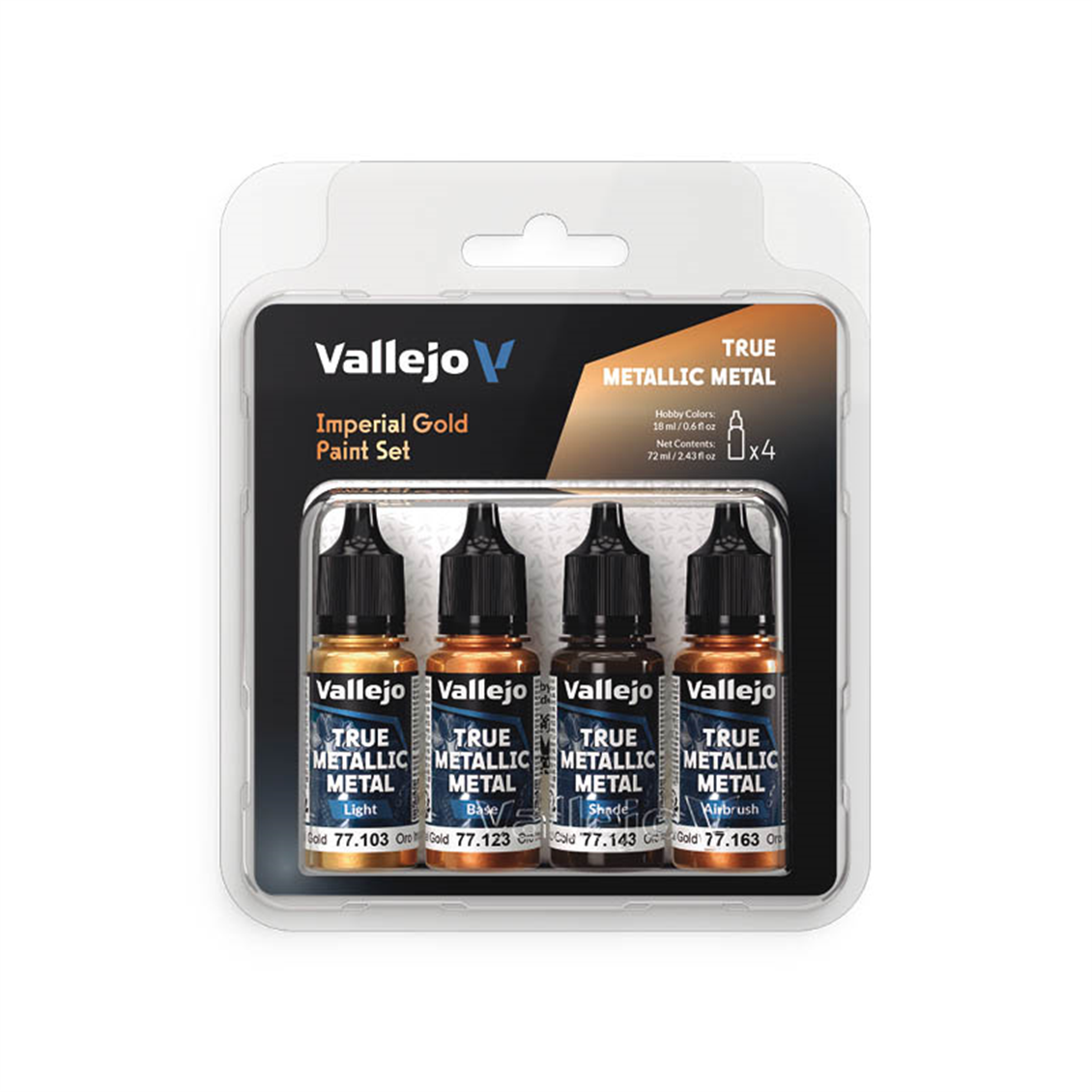 Vallejo 77252 4x18 ml. Imperial Gold, True Metallic Metal (TMM) Serisi Model Boyası Seti