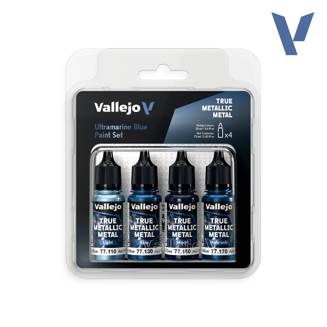 Vallejo 77263 4x18 ml. Ultramarine Blue, True Metallic Metal (TMM) Serisi Model Boyası Seti