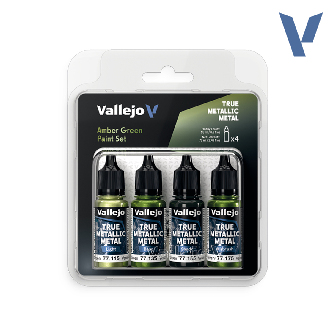 Vallejo 77266 4x18 ml. Amber Green, True Metallic Metal (TMM) Serisi Model Boyası Seti
