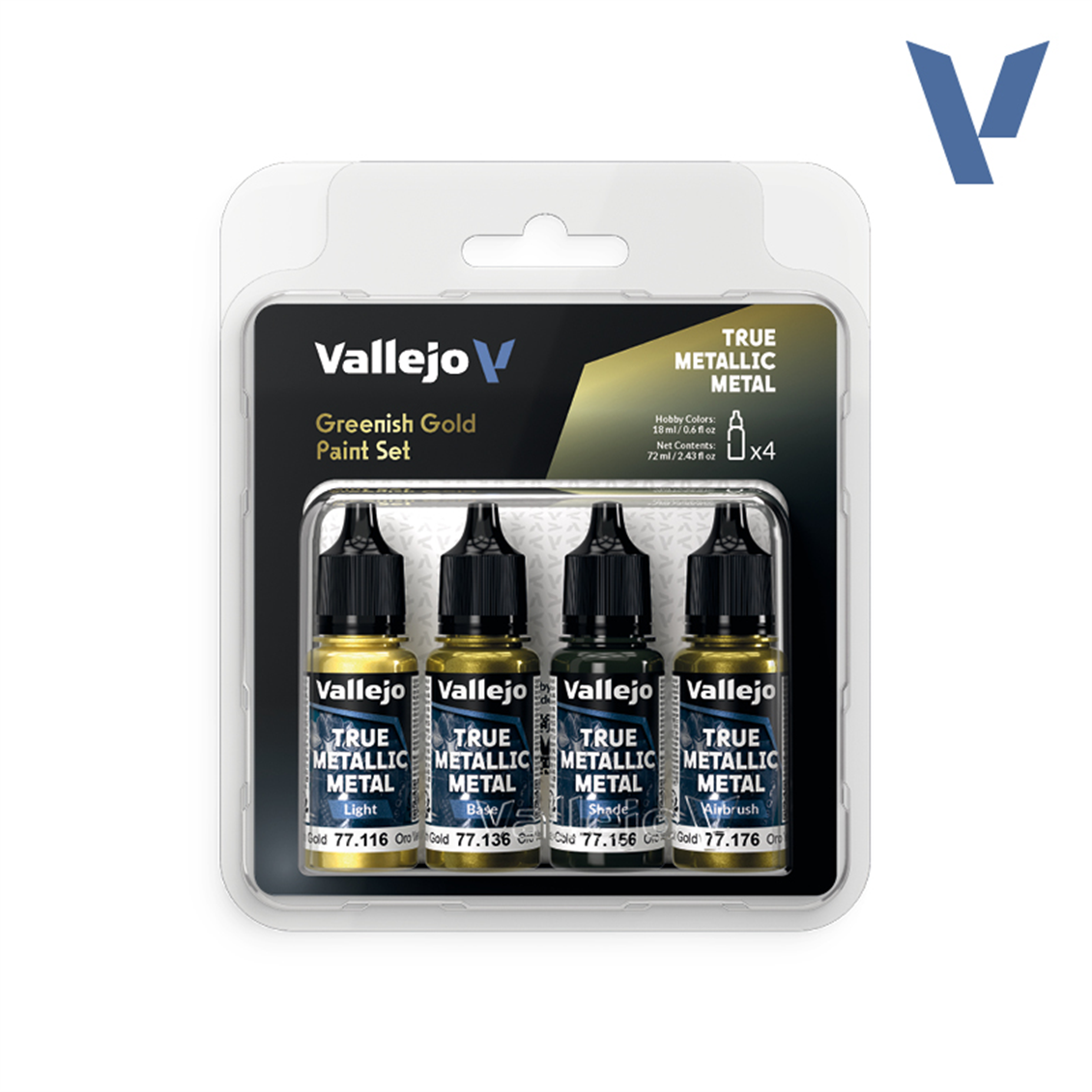 Vallejo 77267 4x18 ml. Greenish Gold, True Metallic Metal (TMM) Serisi Model Boyası Seti