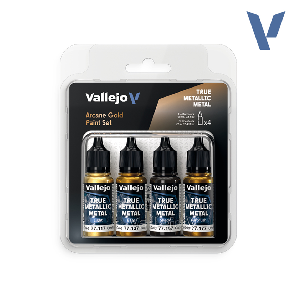 Vallejo 77268 4x18 ml. Arcane Gold, True Metallic Metal (TMM) Serisi Model Boyası Seti