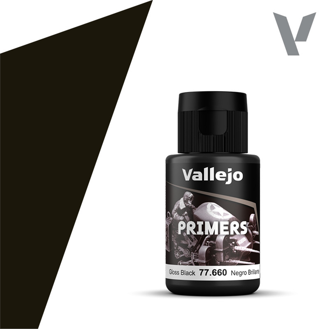 Vallejo 77660 32 ml. Gloss Black Primer, Metal Color Serisi Model Boyası