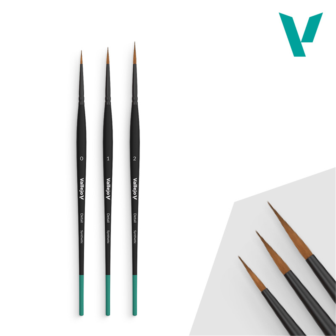 Vallejo B02991 Sentetik Kıllı, 3 Adet (Sizes 0, 1 & 2) Design  Boya Fırçası Seti