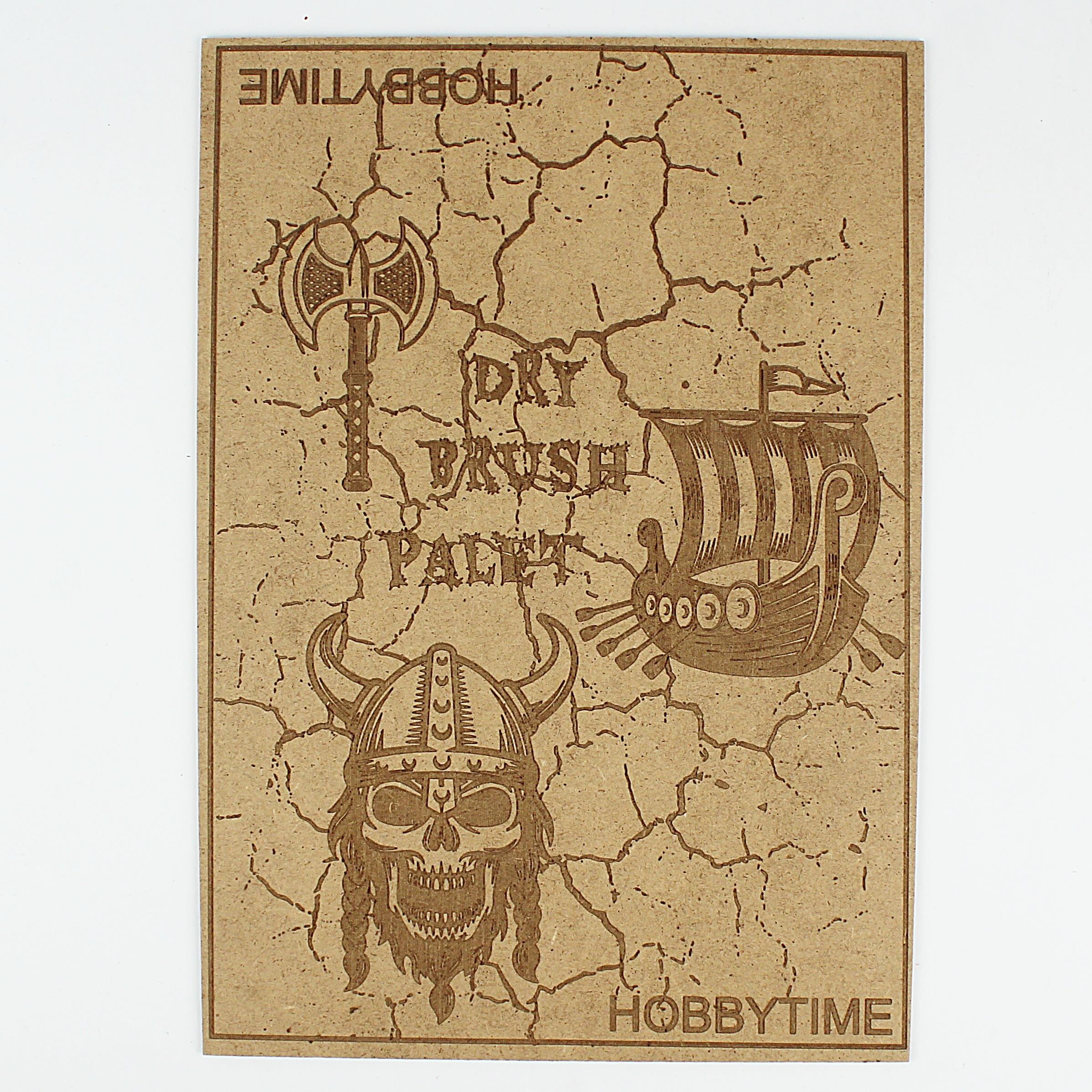 Viking Motifli DryBrush Paleti, MDF üzeri Lazer Kazıma, 21X30 cm.