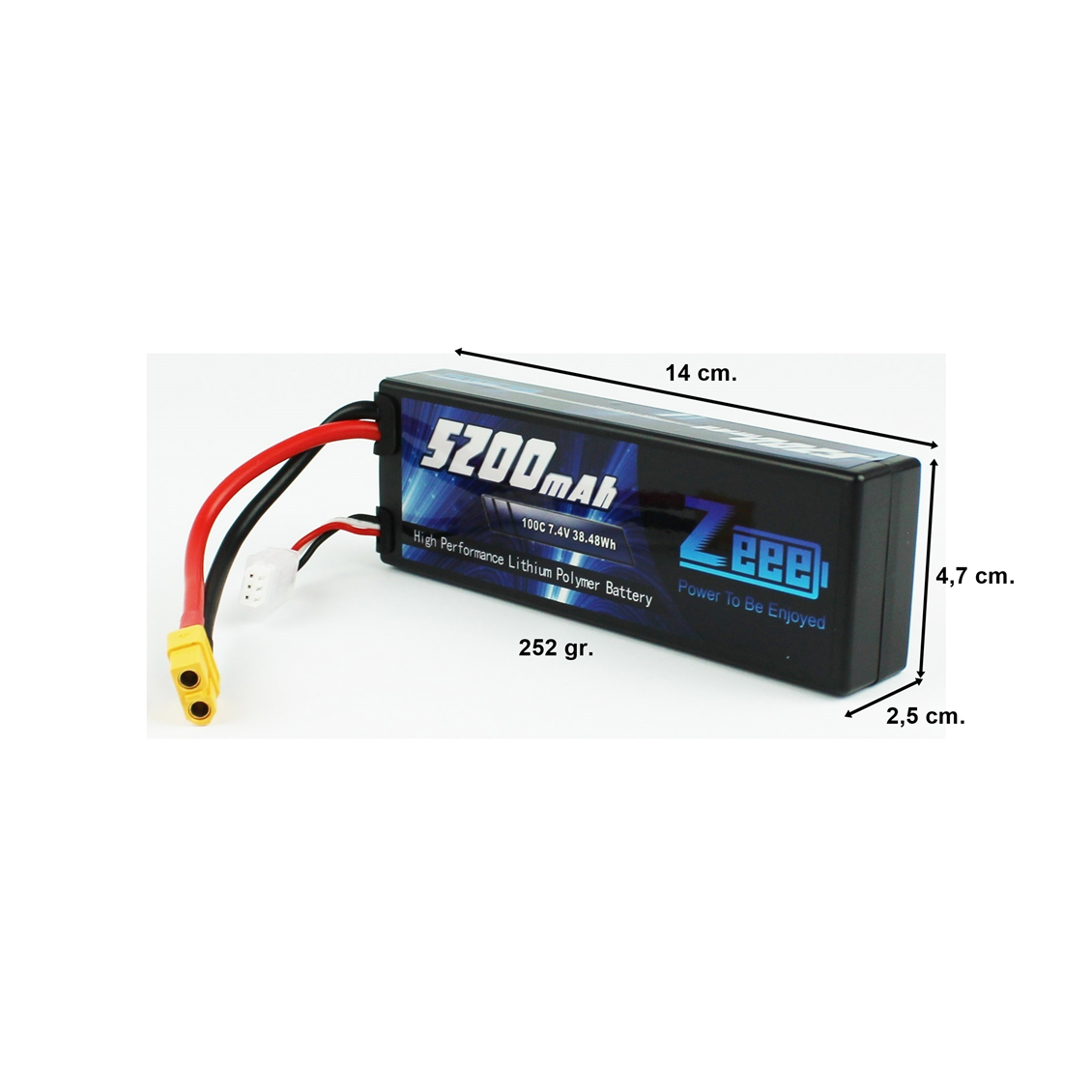 Zeee Power 2S, 7.4 Volt, 5200 mAh, 100C, XT60 Fişli, Li-Po Pil