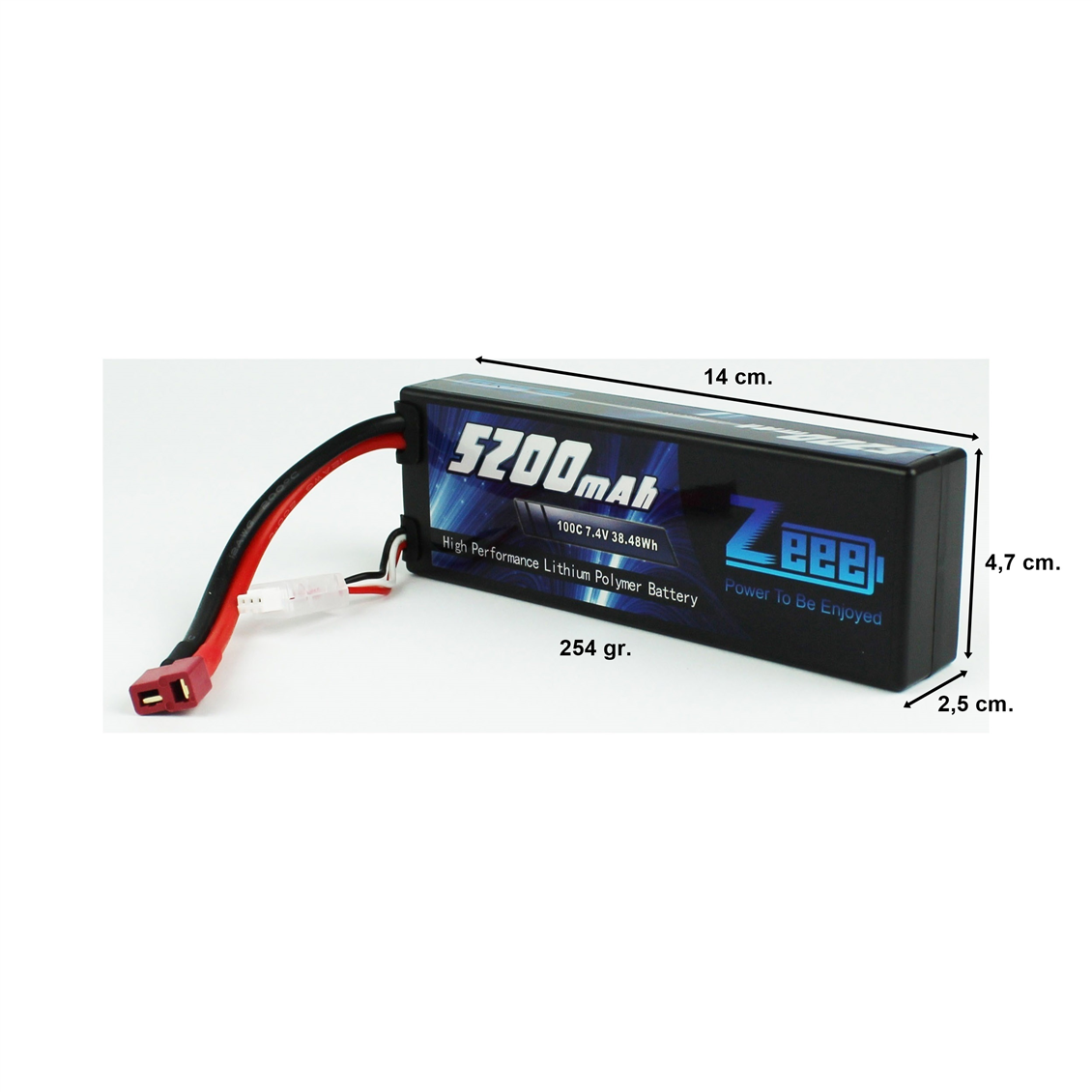 Zeee Power 2S, 7.4 Volt, 5200 mAh, 100C, T-Deans Fişli, Li-Po Pil