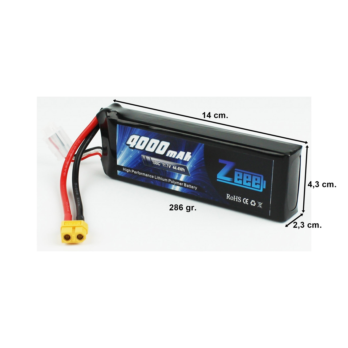 Zeee Power 3S, 11.1 Volt, 4000 mAh, 100C, XT60 Fişli, Li-Po Pil