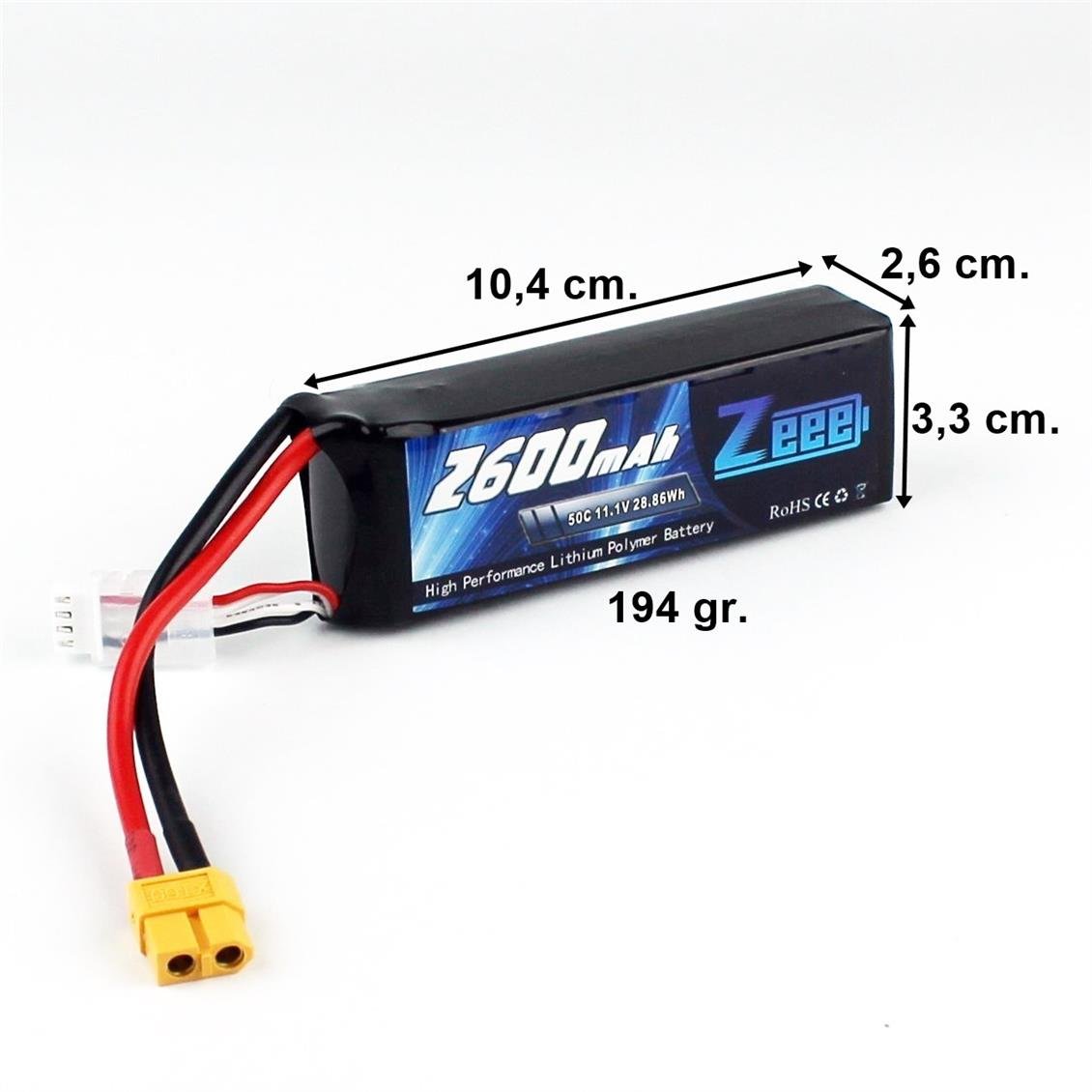 Zeee Power 3S, 11.1 Volt, 2600 mAh, 50C, XT60 Fişli, Li-Po Pil Grubu