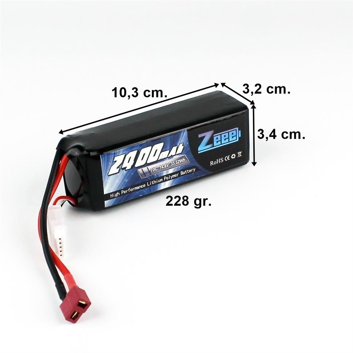 Zeee Power 4S, 14.8 Volt, 2400 mAh, 70C, T-Deans Fişli, Li-Po Pil Grubu