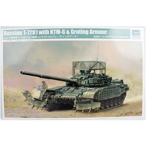 Trumpeter 09609 1/35 Ölçek Rus T-72B1 Ana Muharebe Tankı ve KTM-6 Izgara Zırhlı, Plastik Model Kiti