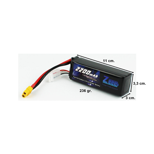 Zeee Power 4S, 14.8 Volt, 2200 mAh, 120C, XT60 Fişli, Li-Po Pil