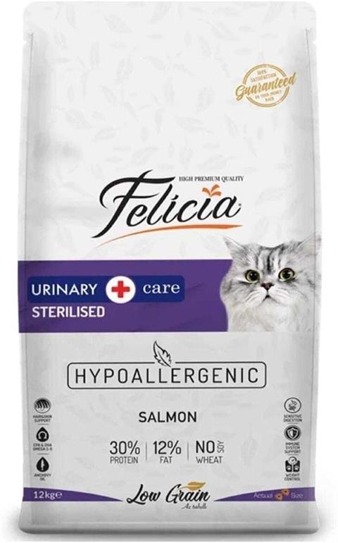 Felicia Hypo-Allergenic Üriner Sağlığı için Somonlu Düşük Tahıllı Kısırlaştırılmış Kedi Maması 12kg