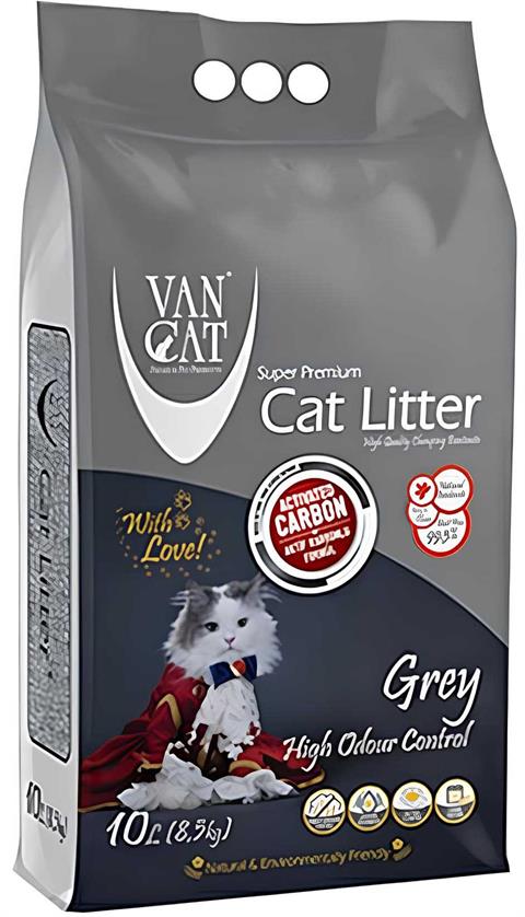 VanCat Aktif Karbonlu Topaklanan İnce Taneli Kedi Kumu 10lt