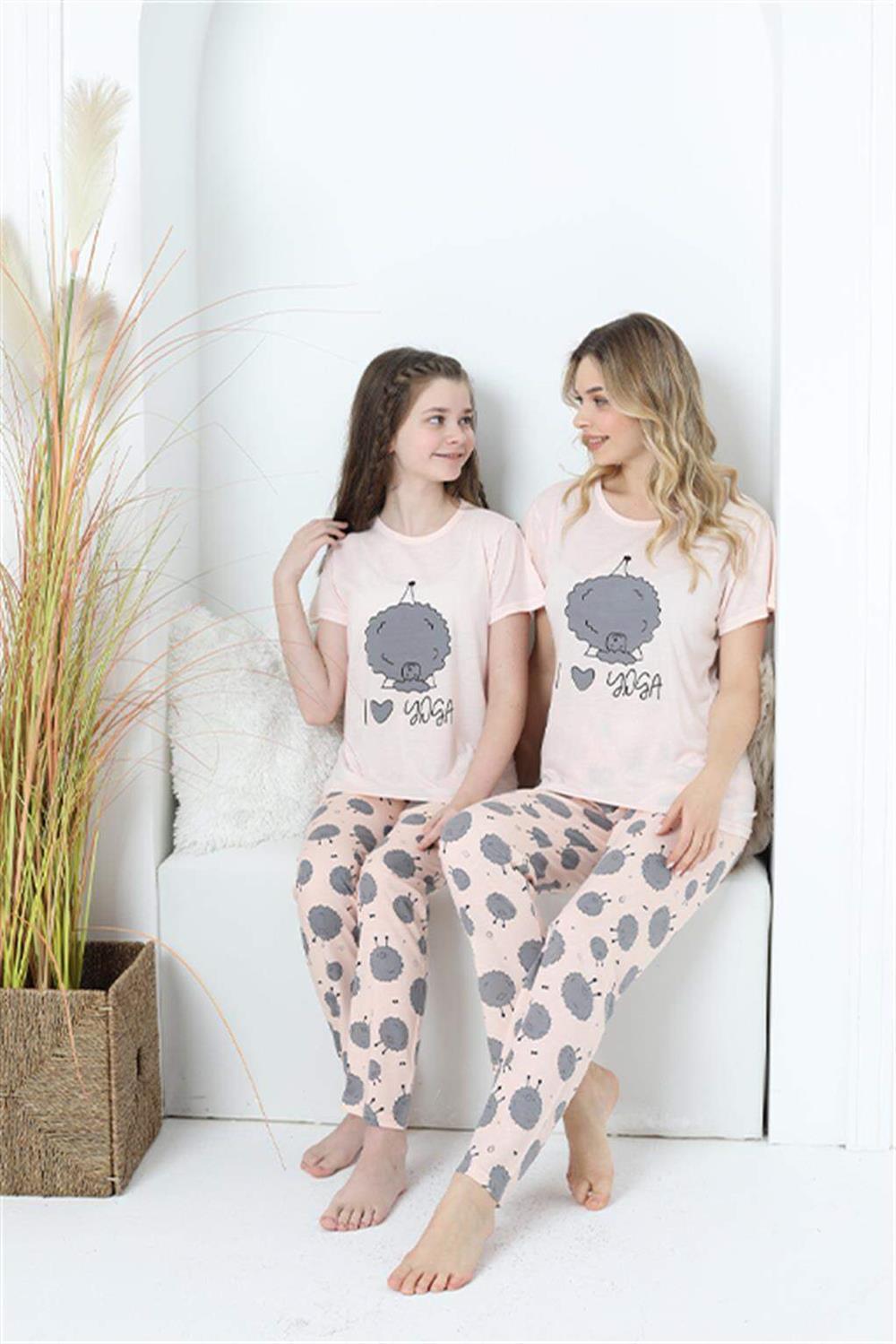Anne Kız Aile I Love Yoga Pijama Takım Ayrı Ayrı Satılır 50101