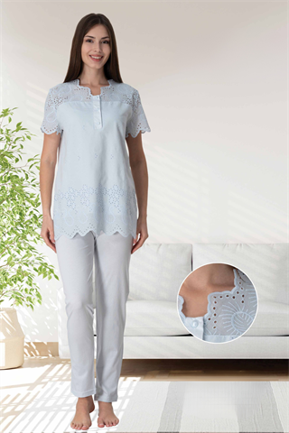 Effortt 9022 Fisto Detaylı Mavi Lohusa Pijama