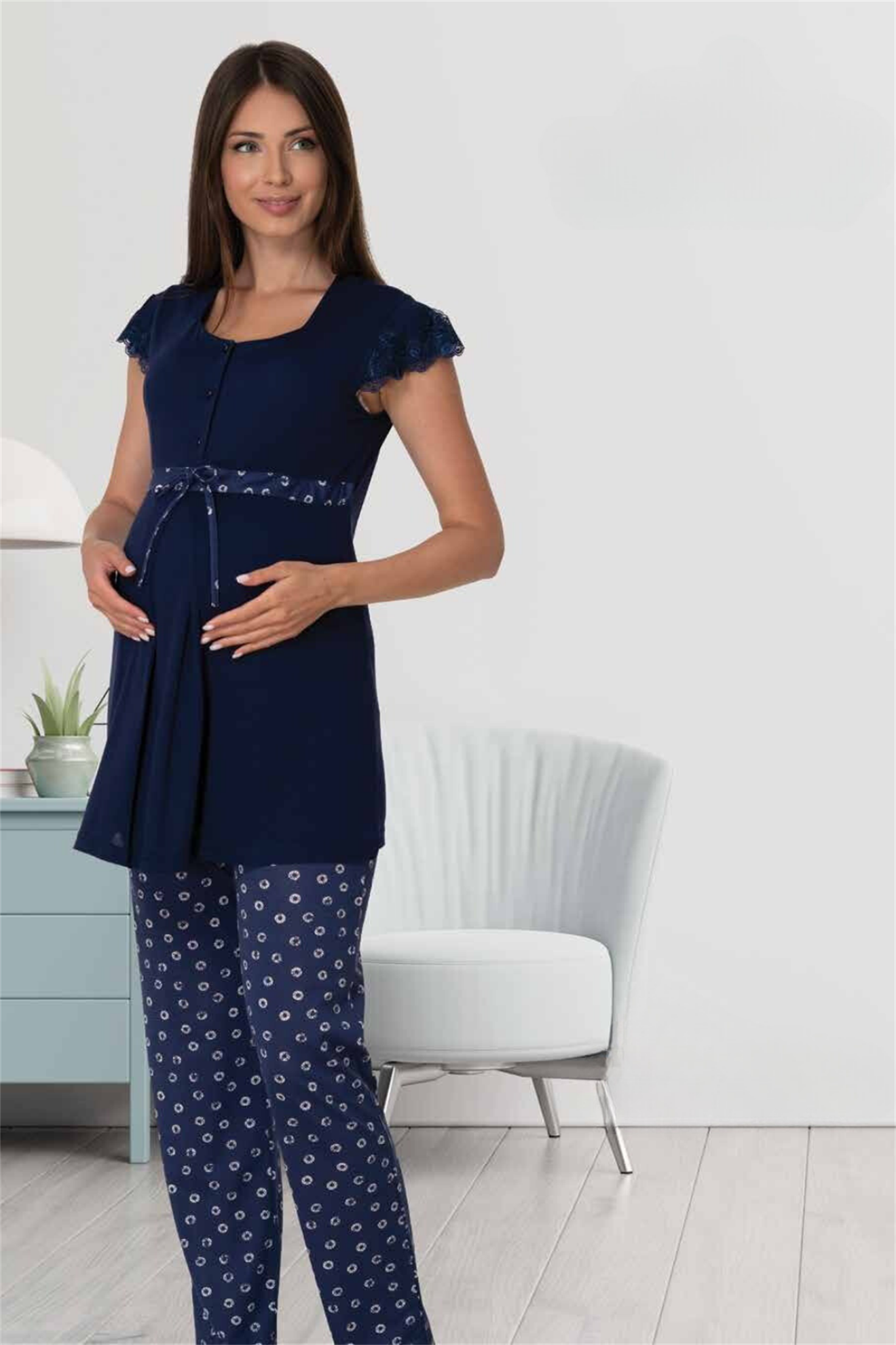 Effortt 6012 Lacivert Lohusa Pijama