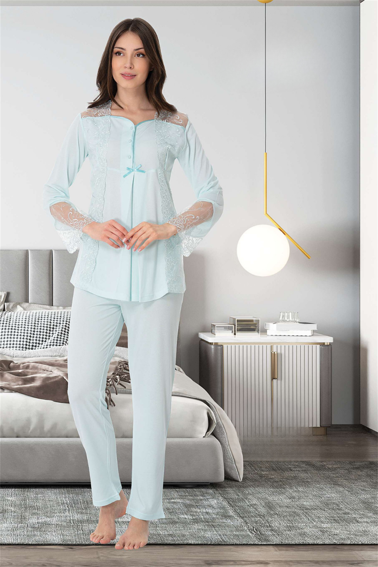 Effortt 8018 Su Yeşili Lohusa Pijama