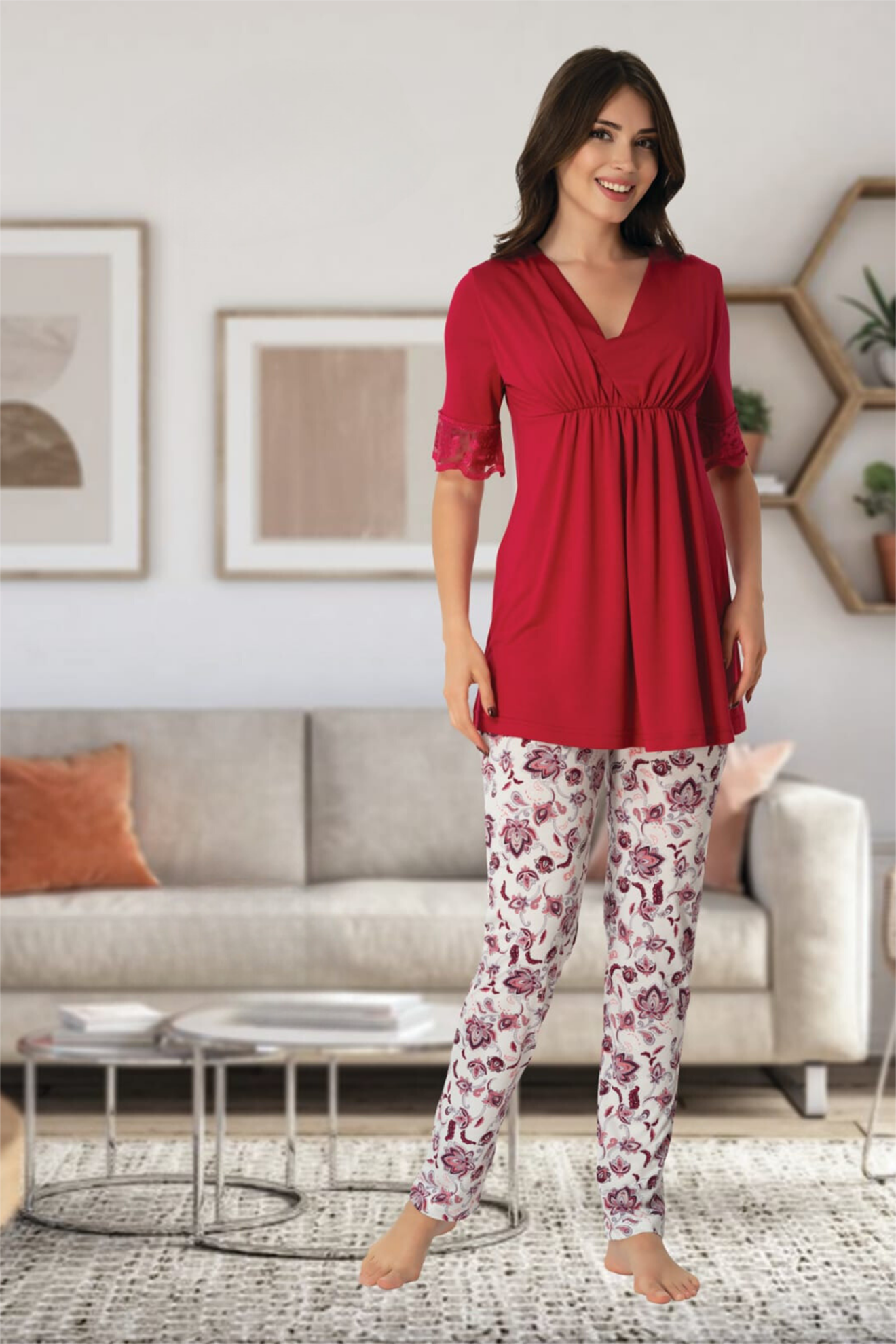 Effortt 8028 Vişne Lohusa Pijama