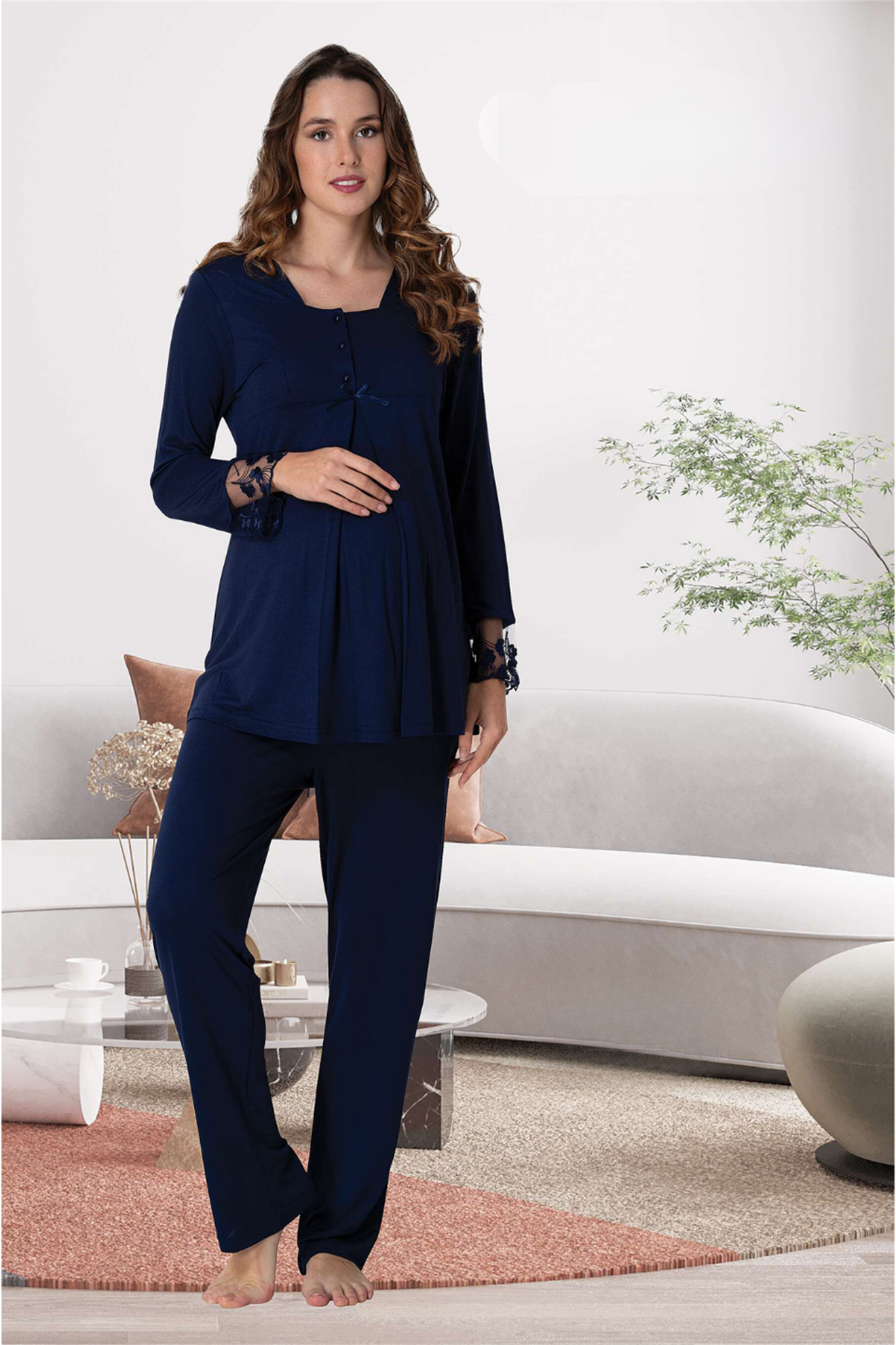Effortt 9042 Lacivert Lohusa Pijama Takım
