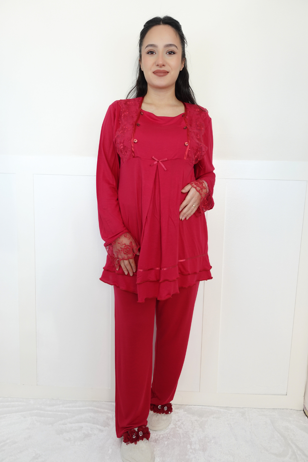 Mern Model Vişne Lohusa Pijama 