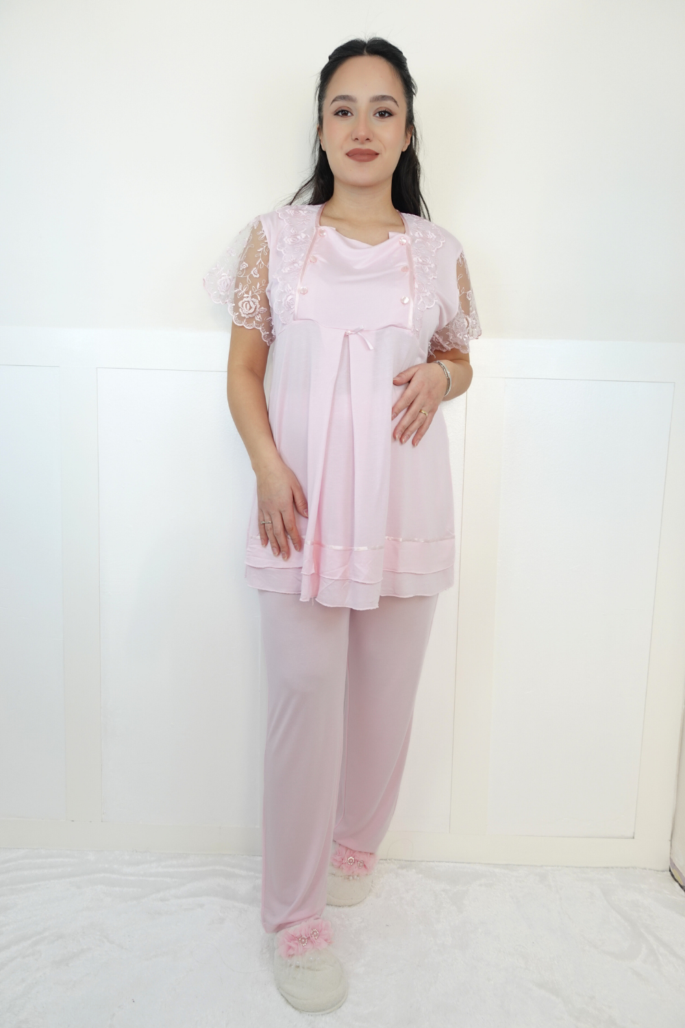 Sifas Model Pembe Lohusa Pijama Takım