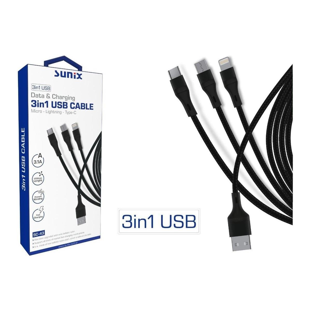 Sunix 3in1 Usb Kablo