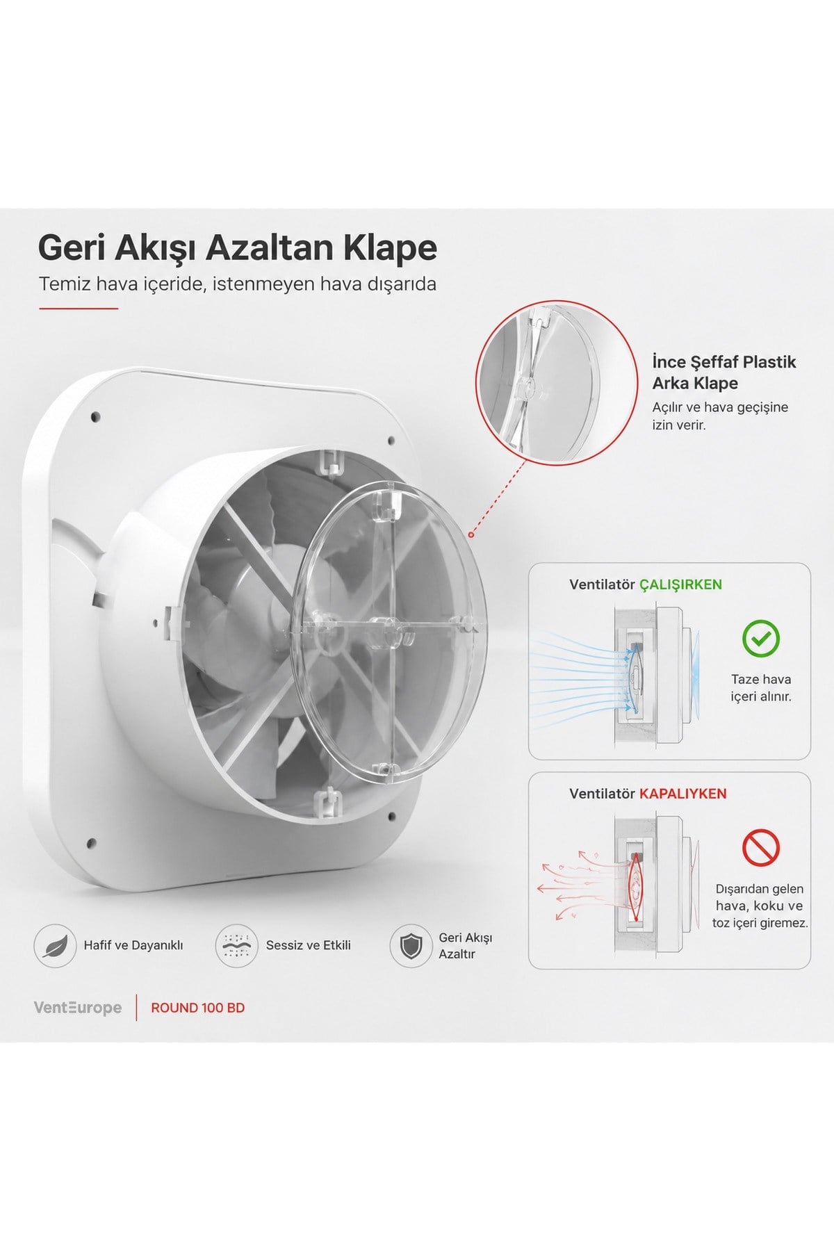 VenteuropeRound 100 BD – 10’luk Sessiz Yuvarlak Banyo Aspiratörü