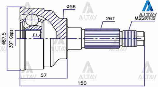 AKS KAFASI DIŞ 323  95-00 LANTIS / 323 95-00 FAMILIA / 26X56X30
