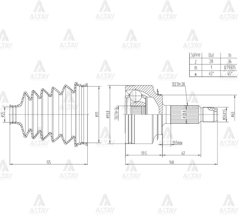 AKS KAFASI DIŞ ACCORD 03-08 2.2 DİZEL 28X34X63