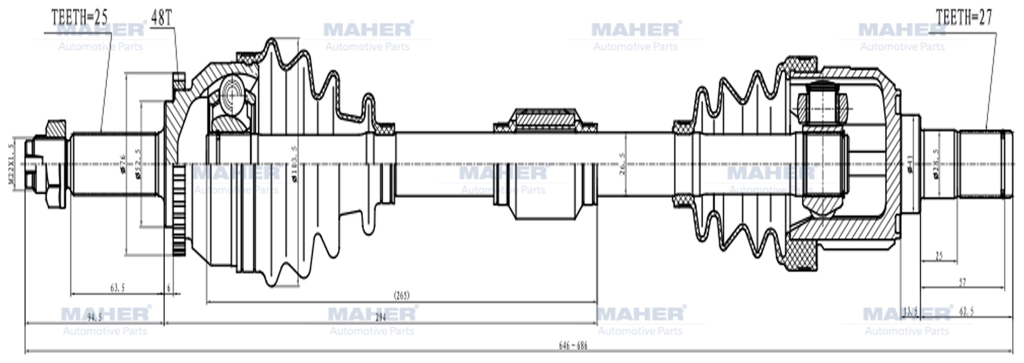 AKS KOMPLE ÖN ACCENT 11= BLUE / DİZEL SOL A-T 1.6 ABSLİ 48 DİŞ 646mm