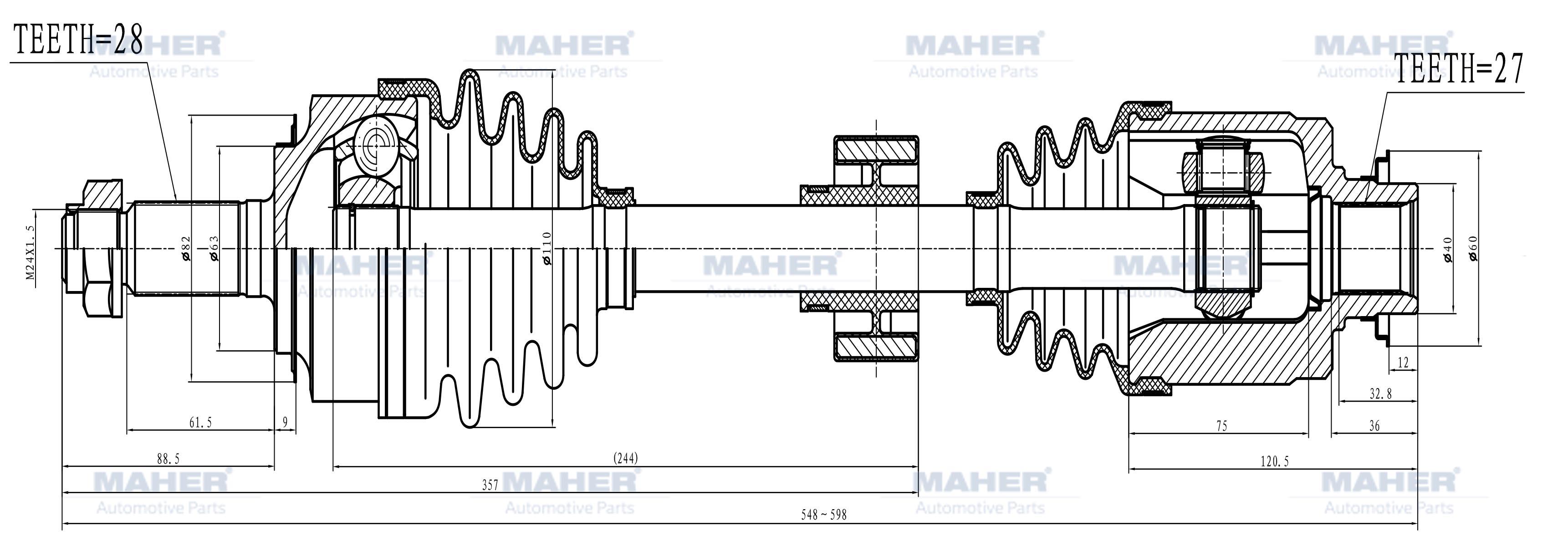 AKS KOMPLE ÖN ACCORD 03-08 / BENZİNLİ SAĞ A-T 2.0-2.4 548mm