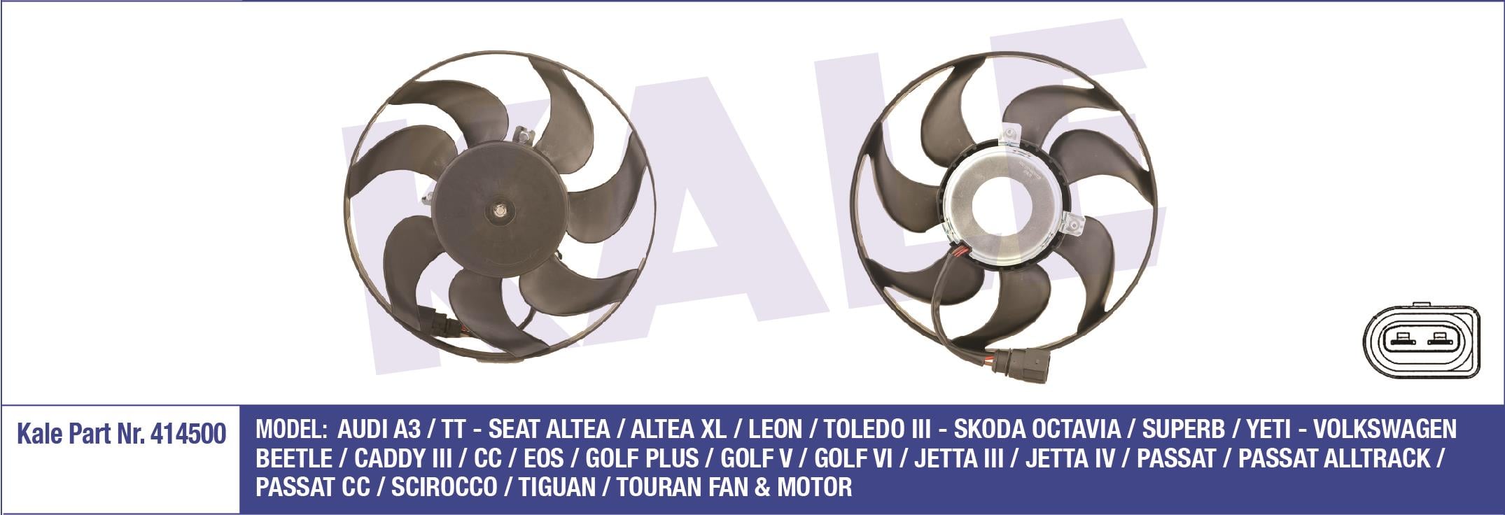 FAN MOTORU GOLF5 / GOLF6 / JETTA / PASSAT / CADDY / A3 / LEON 04-10 CAYC-CAYD-CBZA-CBZB 1.2 TSI-1.6 TDI SAG 200W 295mm