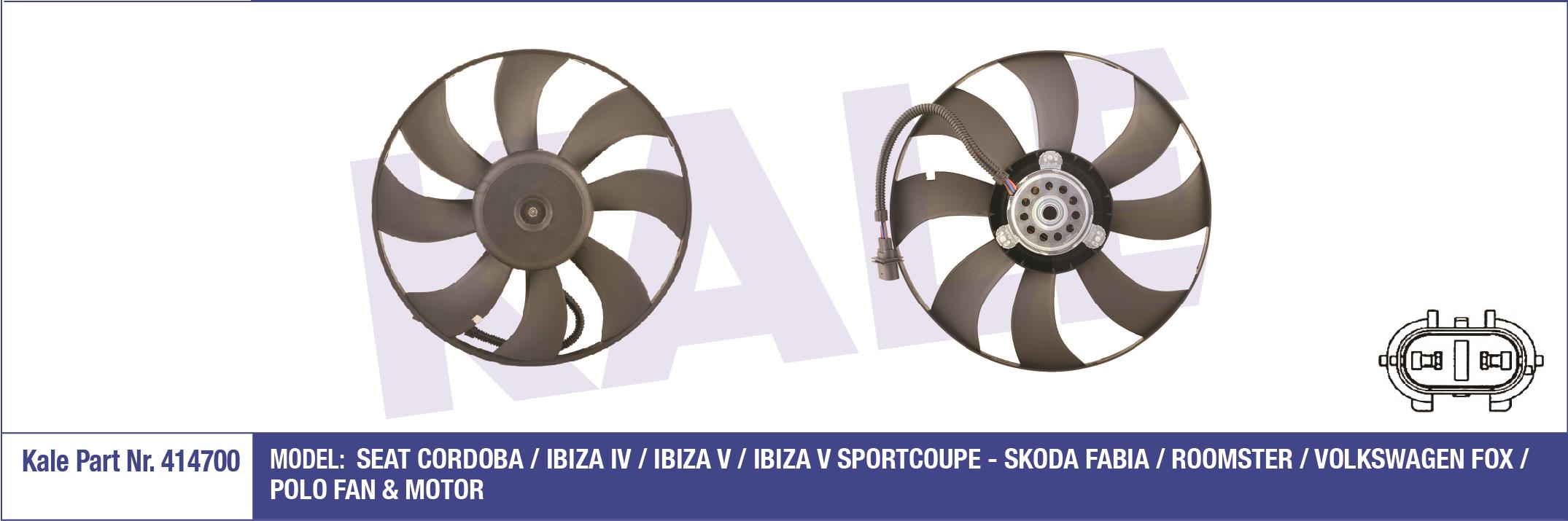 FAN MOTORU POLO / CORDOBA / İBİZA / FABİA 02-09 BNV-BNM 1.4 TDİ 250/60W 394mm