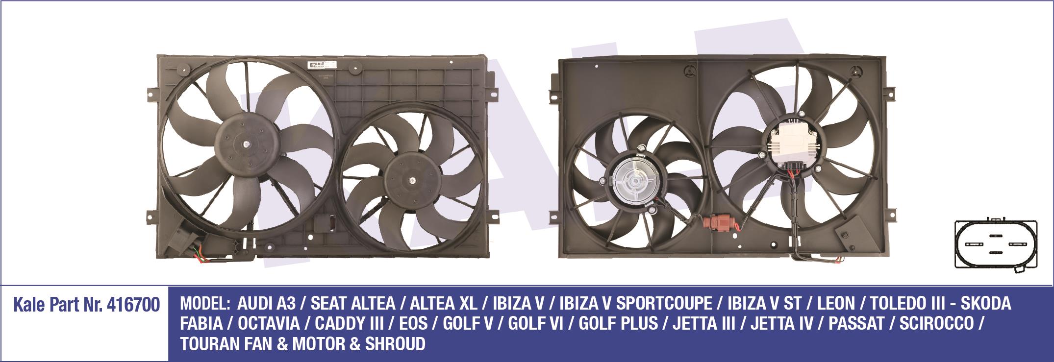 FAN SETI KOMPLE GOLF5 / JETTA / PASSAT / CADDY / LEON / A3 04-13 BMY-BLG-BGU-BSE-BLF-BLP-BJB-BKD-BKP-BXE-BKC 1.4 TSI-1.6-1.6 FSI-1.9 TDI-2.0 TDI 200/150W 360/295mm DAVLUMBAZLI