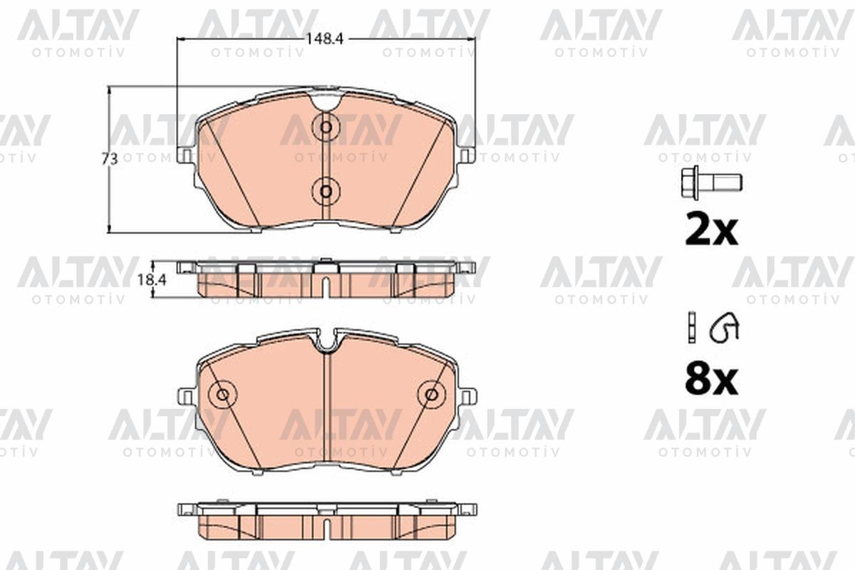 FREN BALATA 308 II 14= (YÜKSEKLİK 72.6mm) ÖN